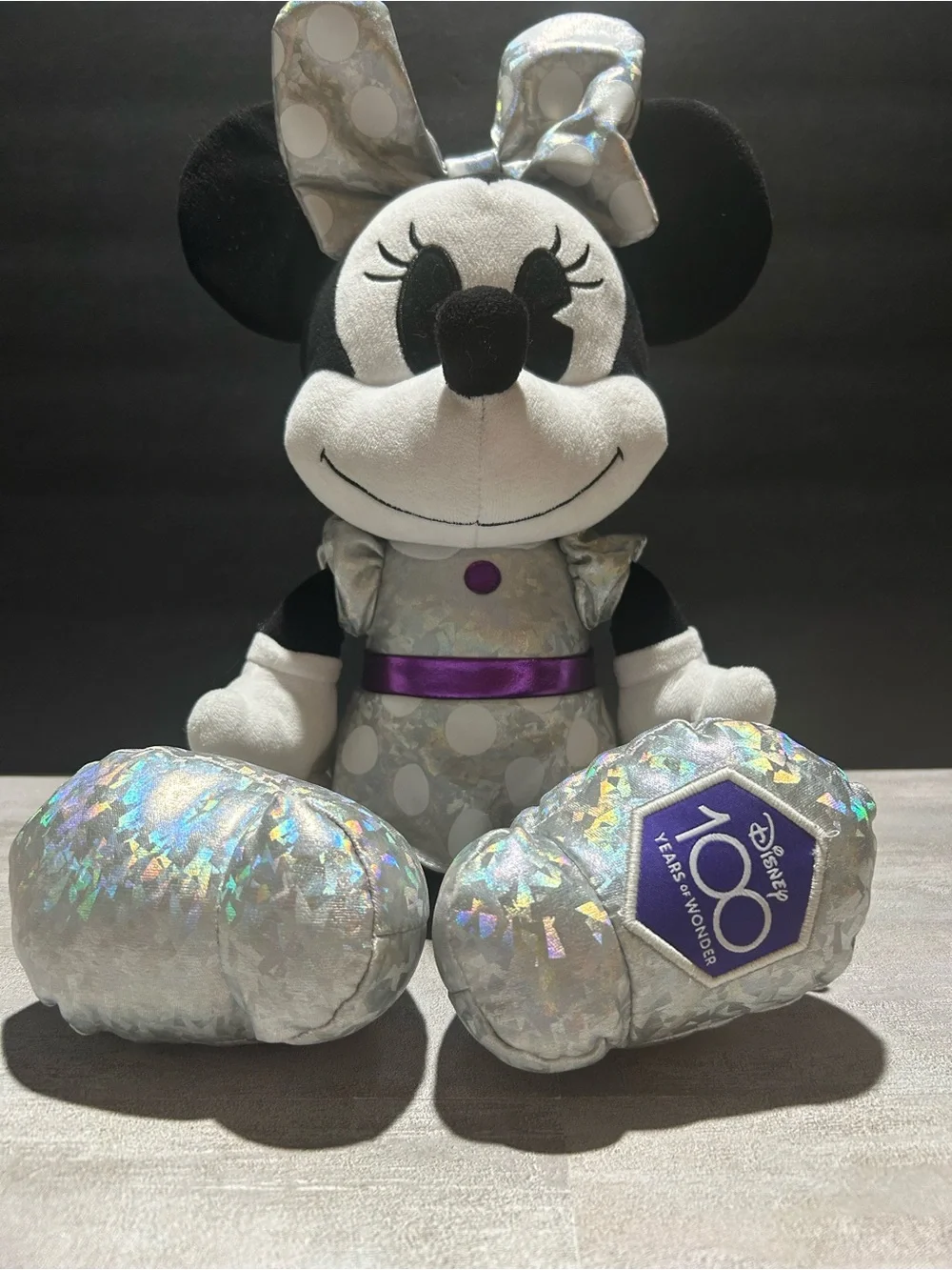 Disney Minnie Mouse Plush in Black, White, Silver & Purple